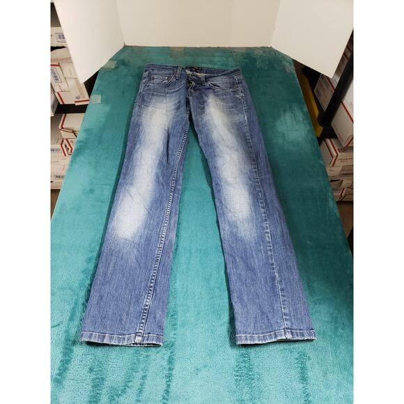 Levis 524 Jeans Size 7 Womens Blue Stretch Pants Ladies Low Rise Skinny - Picture 1 of 14
